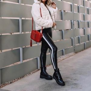 Spanx Faux Leather Tuxedo Side Stripe Leggings